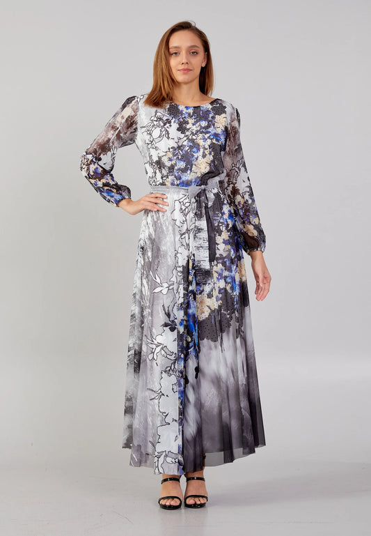 Long Sleeve Maxi Chiffon Column Regular Evening Dress Unit Price: $34