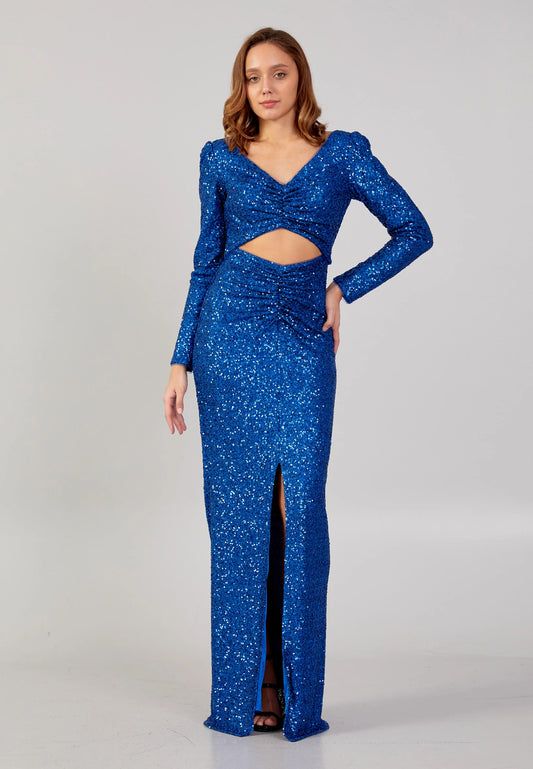 Long Sleeve Maxi Sequin Column Regular Evening Dress Unit Price: $62