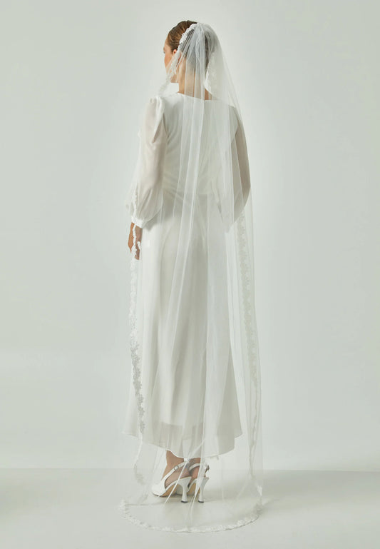 Lace Single Tier Tulle Veil smad195r-01(2*1,5) Unit Price: $38