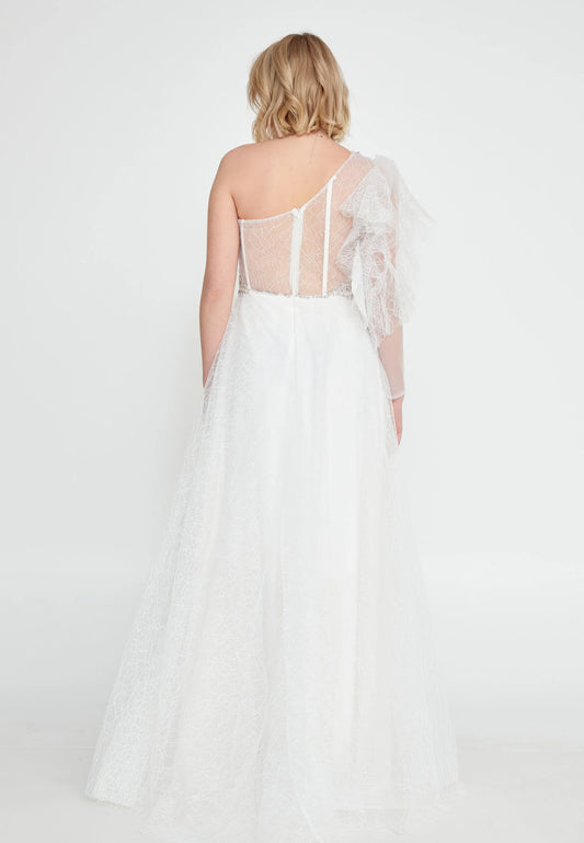 One Shoulder Maxi Tulle A - Line Regular Prom Dress Unit Price: $42