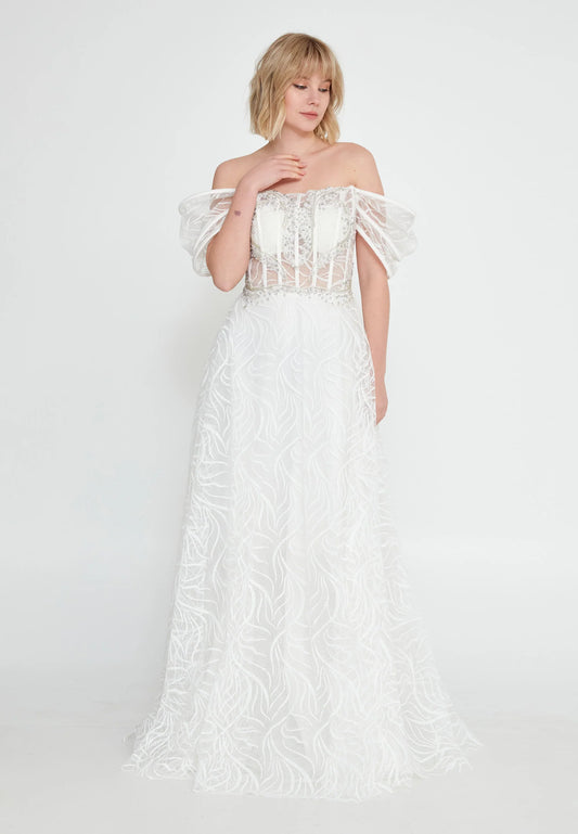 Off Shoulder Maxi Tulle A - Line Regular Prom Dress Unit Price: $48