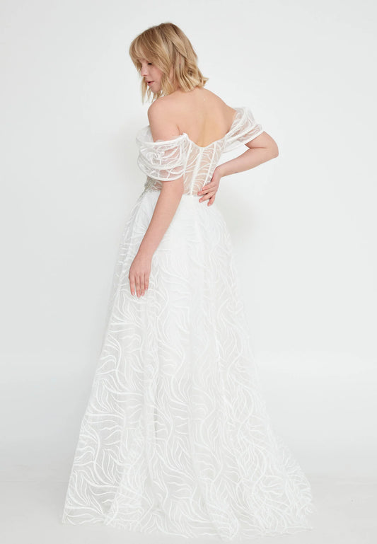 Off Shoulder Maxi Tulle A - Line Regular Prom Dress Unit Price: $48