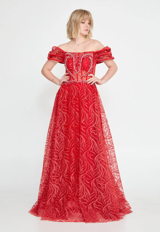 Off Shoulder Maxi Tulle A - Line Regular Prom Dress Unit Price: $48