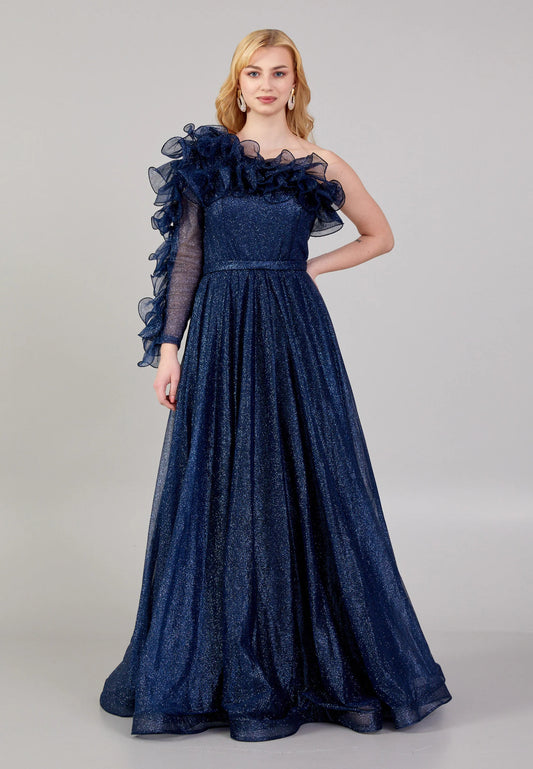One Shoulder Maxi Tulle A - Line Regular Prom Dress Unit Price: $45