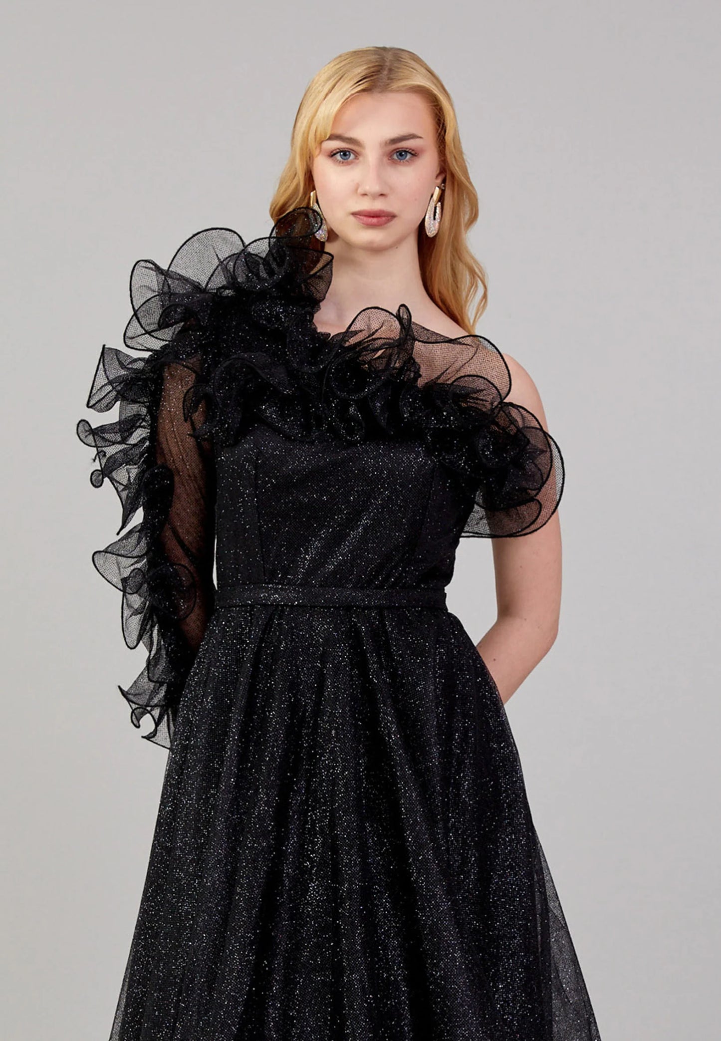 One Shoulder Maxi Tulle A - Line Regular Prom Dress Unit Price: $45