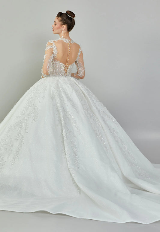 Long Sleeve Maxi Tulle Regular Wedding Dress $795
