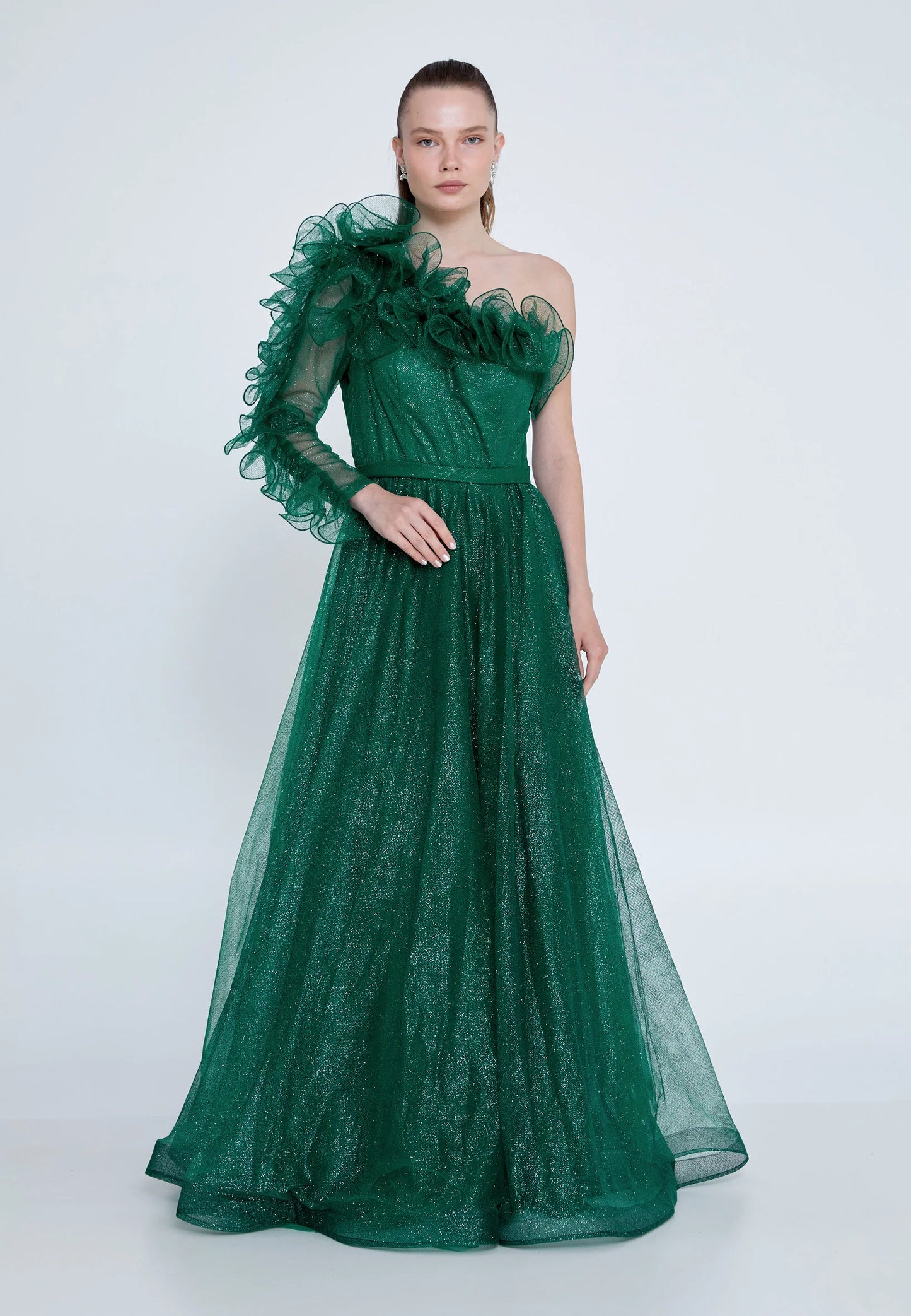 One Shoulder Maxi Tulle A - Line Regular Prom Dress Unit Price: $45