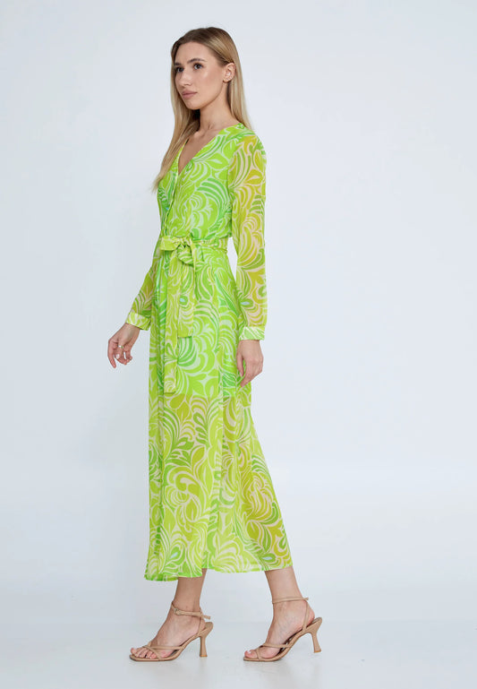 Long Sleeve Midi Chiffon Column Regular Casual Dress Unit Price: $22.00