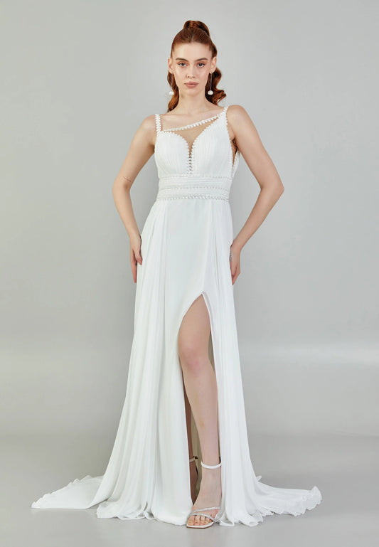 Sleeveless Maxi Chiffon Regular Wedding Dress Unit Price: $150