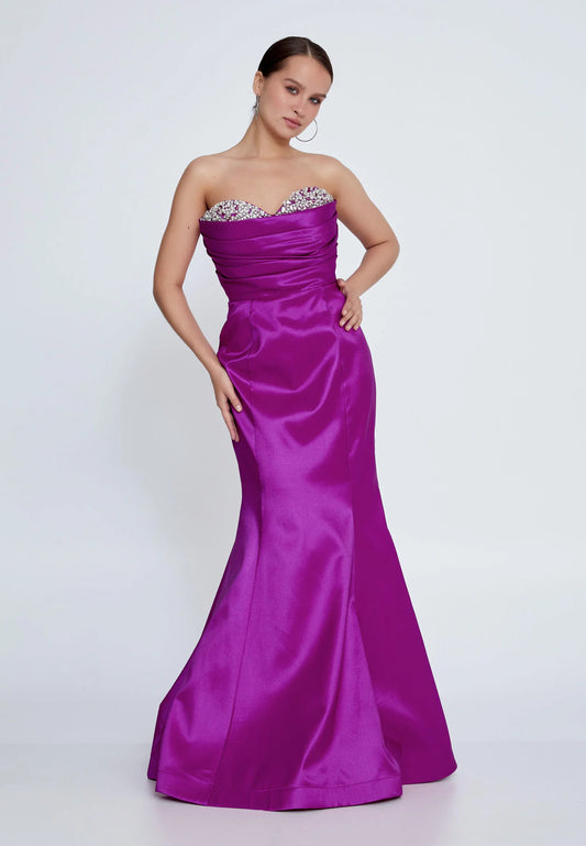Strapless Maxi Polyester Fit & Flare Regular Wedding Guest Dress Unit Price: $75