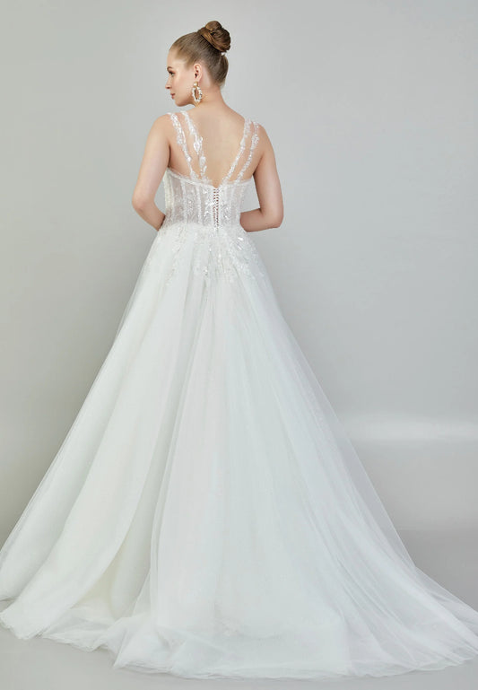 Sleeveless Maxi Tulle Regular Wedding Dress Unit Price: $215