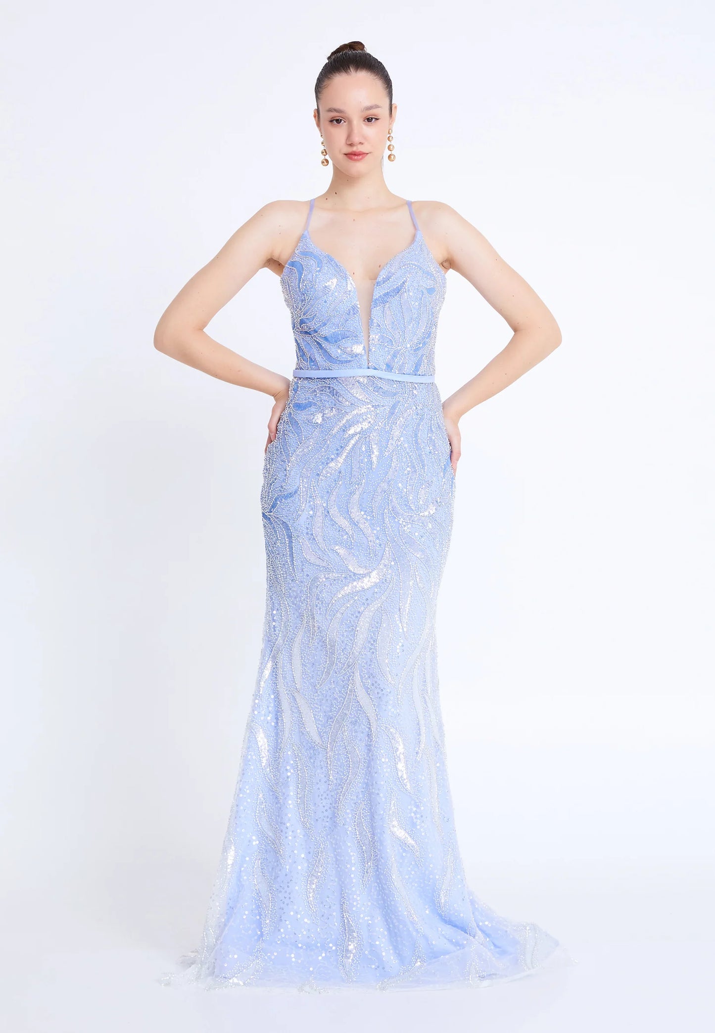 Sleeveless Maxi Tulle Mermaid Regular Prom Dress Unit Price: $115