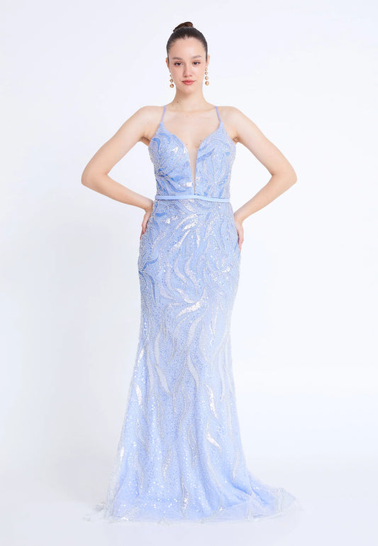 Sleeveless Maxi Tulle Mermaid Regular Prom Dress Unit Price: $115