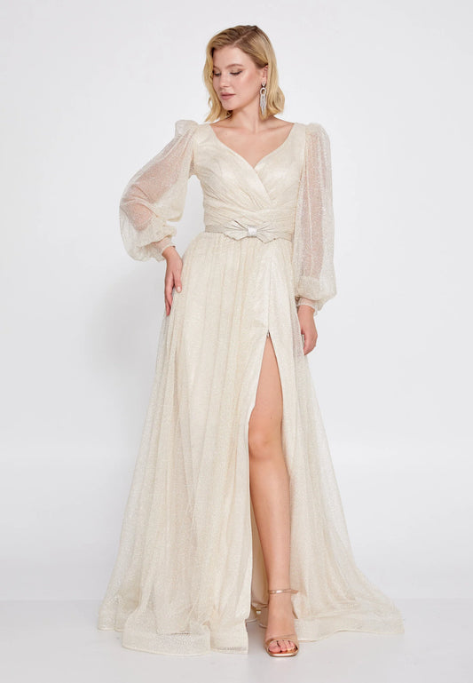 Long Sleeve Maxi Tulle Mermaid Regular Prom Dress Unit Price: $74