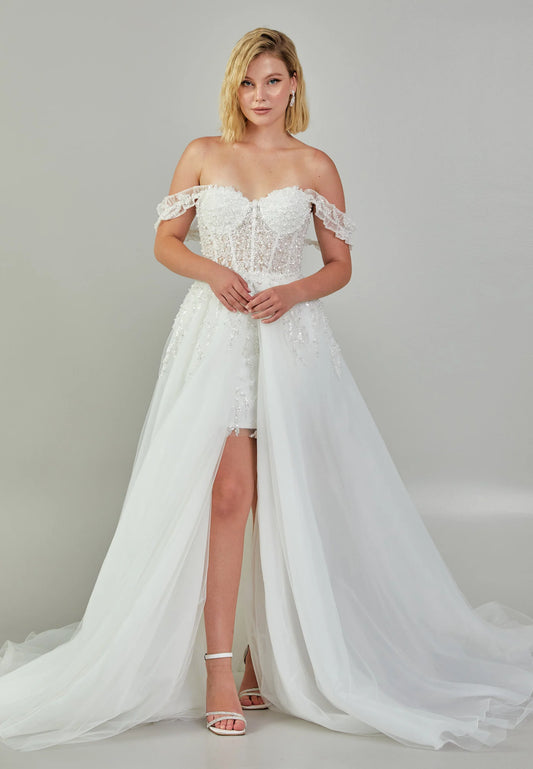 Off Shoulder Maxi Tulle Regular Wedding Dress Unit Price: $440