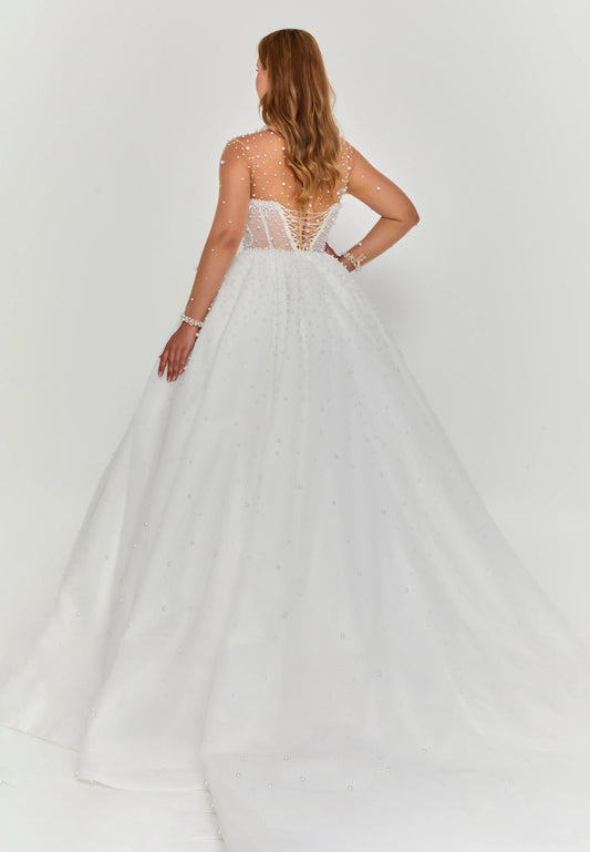 Long Sleeve Maxi Tulle Regular Wedding Dress Unit Price: $710