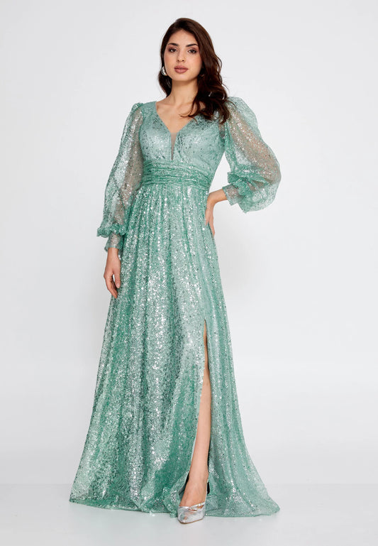 Long Sleeve Maxi Tulle A - Line Regular Prom Dress Unit Price: $74