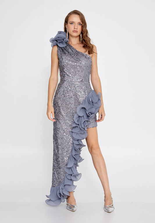 One Shoulder Maxi Sequin Column Regular Wedding Guest Dress Unit Price: $45