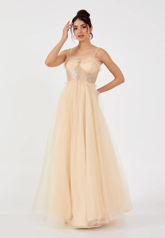 Sleeveless Maxi Tulle Column Regular Prom Dress Unit Price: $62