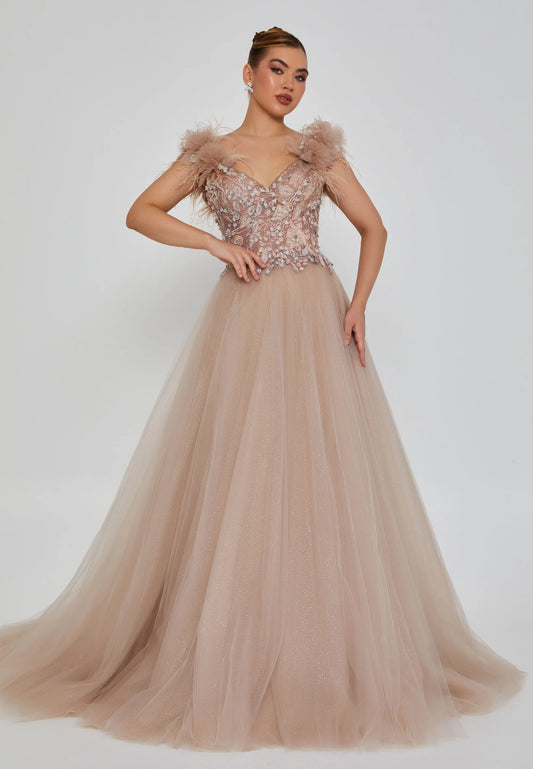 Sleeveless Maxi Tulle Regular Engagement Dress Unit Price: $340