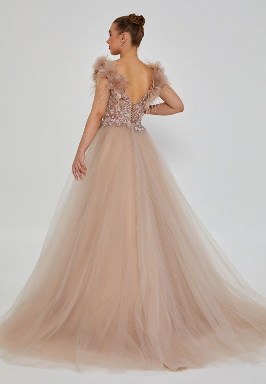 Sleeveless Maxi Tulle Regular Engagement Dress Unit Price: $340
