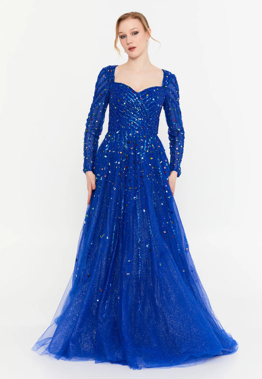 Long Sleeve Maxi Tulle A - Line Regular Prom Dress Unit Price: $255