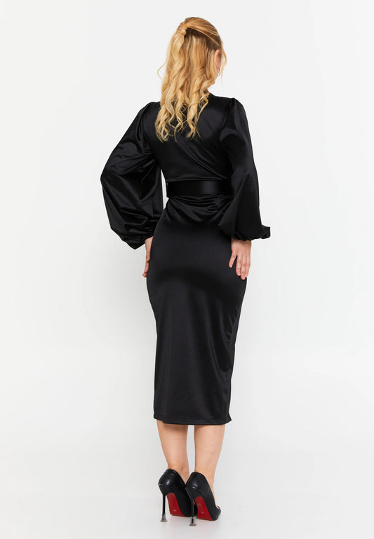 Long Sleeve Midi Satin Column Regular Evening Dress Unit Price: $23.00