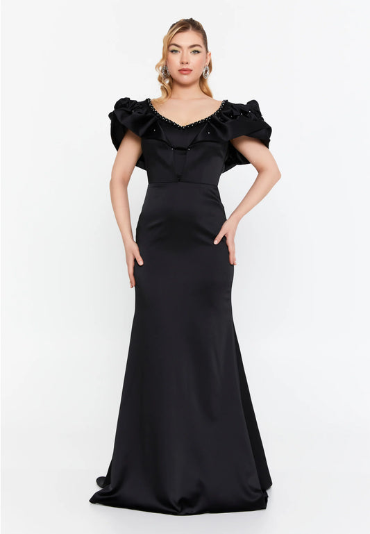 Short Sleeve Maxi Satin Mermaid Regular Wedding Guest Dress Unit Price: $75