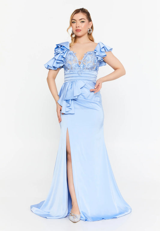 Short Sleeve Maxi Satin Mermaid Regular Wedding Guest Dress Unit Price: $135