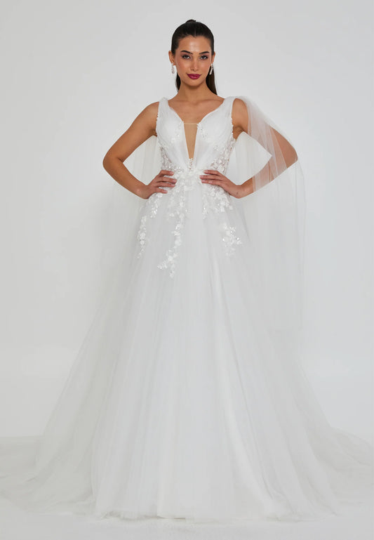 Sleeveless Maxi Tulle Regular Wedding Dress Unit Price: $420