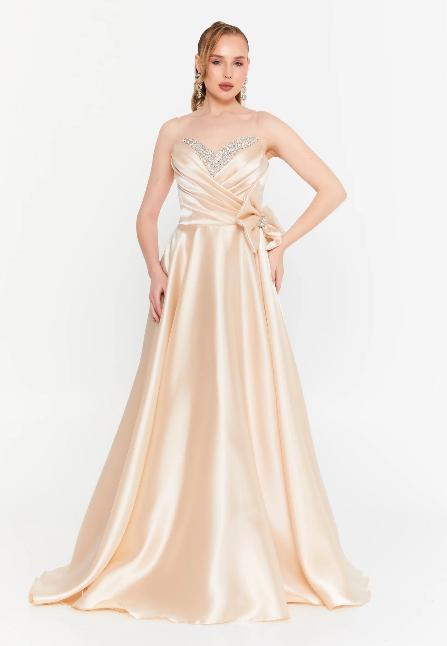 Strapless Maxi Polyester A - Line Regular Prom Dress Unit Price: $111