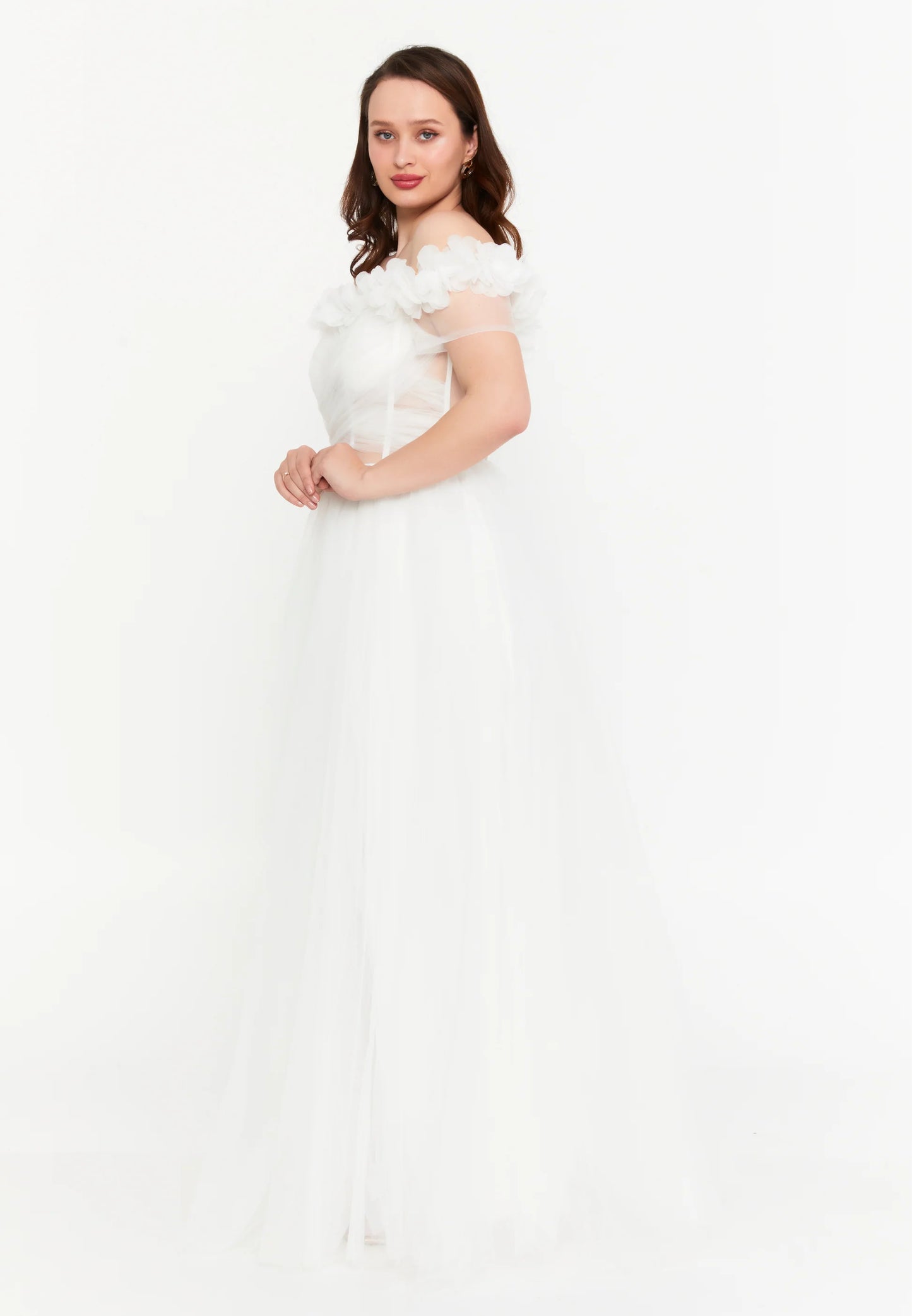 Off Shoulder Maxi Tulle A - Line Regular Prom Dress Unit Price: $80