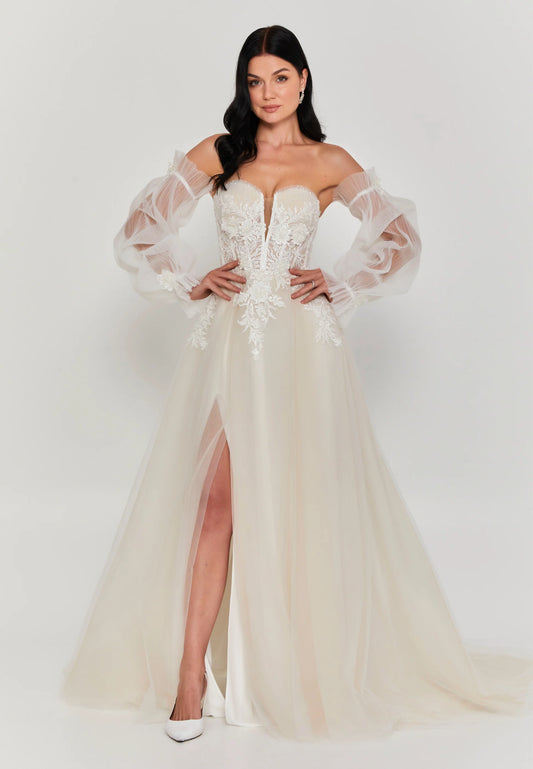 Off Shoulder Maxi Tulle Regular Wedding Dress Unit Price: $440