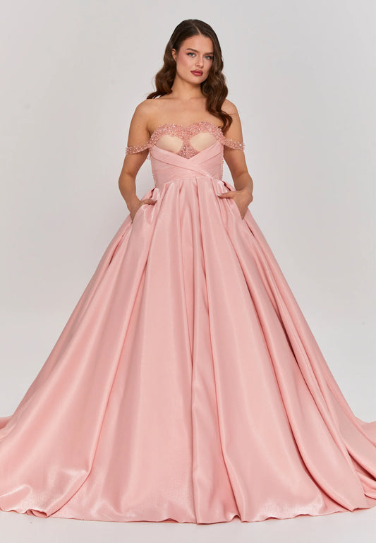 Off Shoulder Maxi Polyester Regular Engagement Dress Unit Price: $270