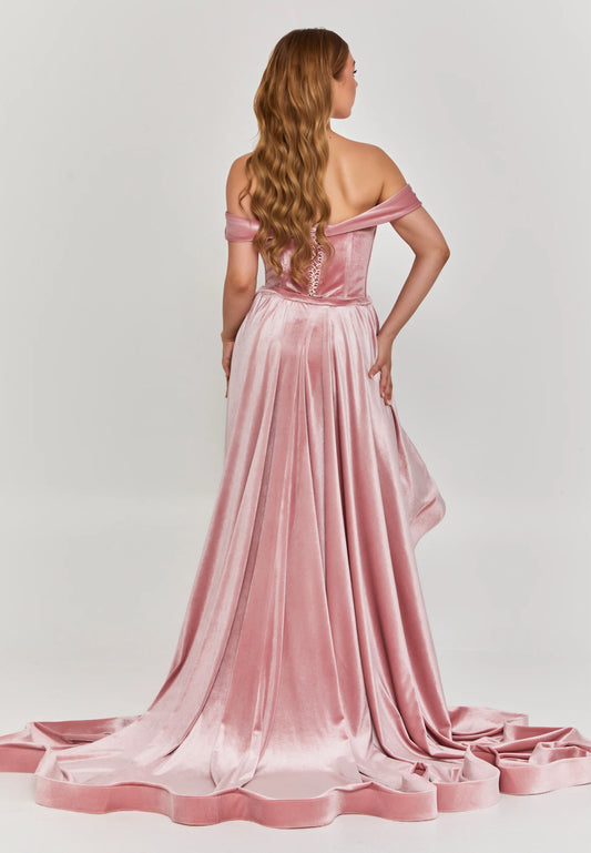Off Shoulder Maxi Velvet Regular Engagement Dress Unit Price: $590