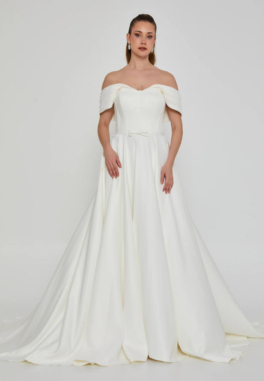 Off Shoulder Maxi Polyester Regular Wedding Dress Unit Price: $470