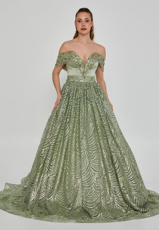 Off Shoulder Maxi Tulle Regular Engagement Dress Unit Price: $250