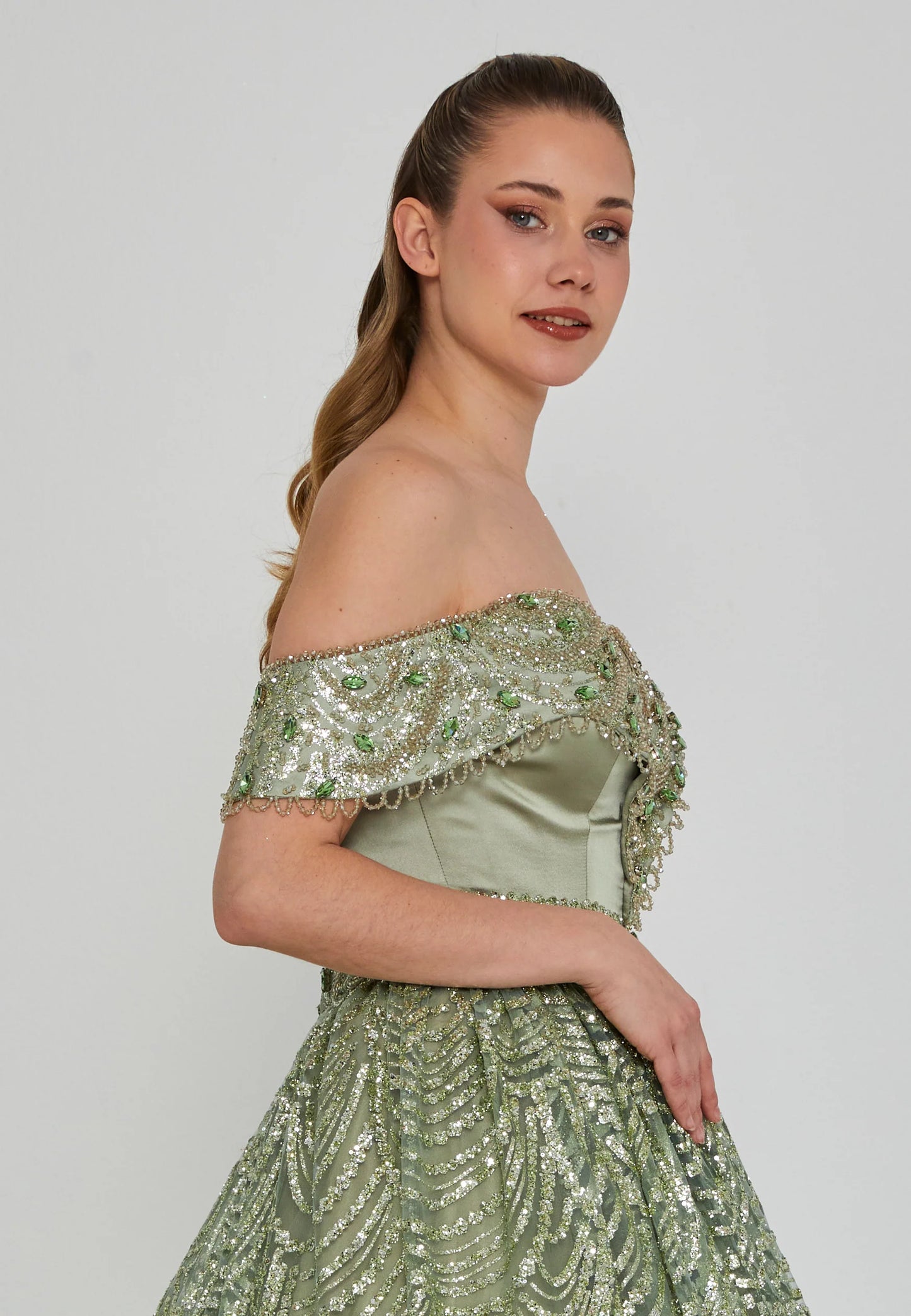 Off Shoulder Maxi Tulle Regular Engagement Dress Unit Price: $250