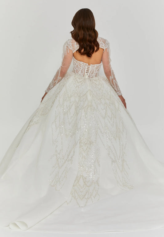Long Sleeve Maxi Tulle Regular Wedding Dress $890