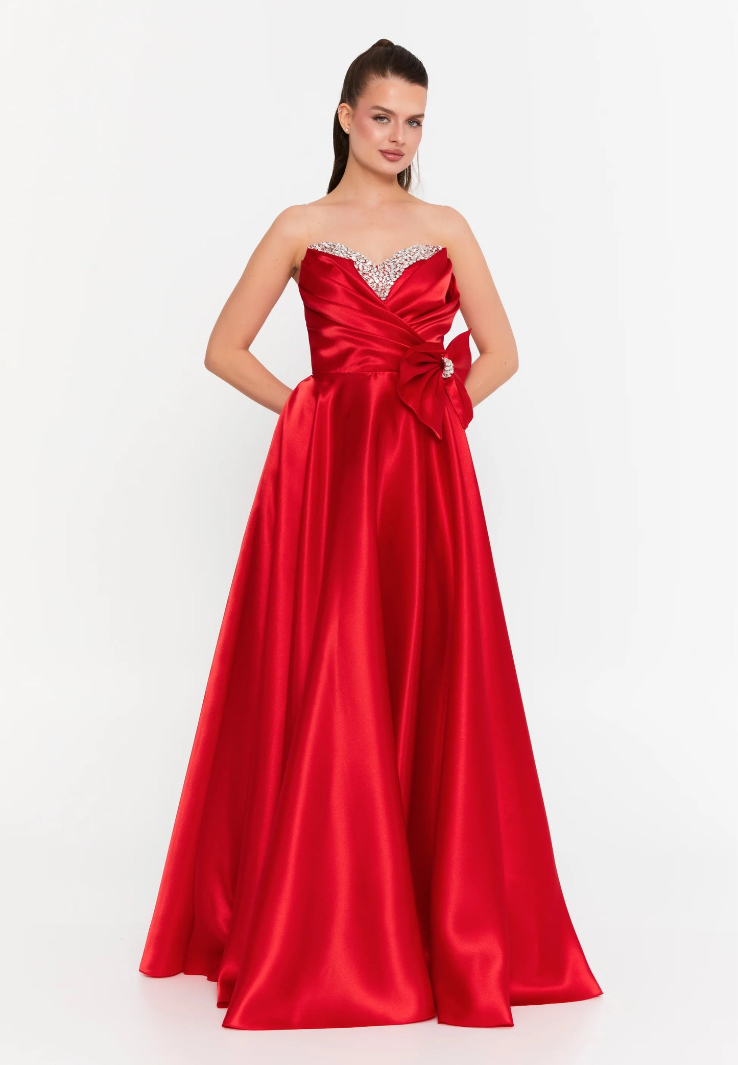 Strapless Maxi Polyester A - Line Regular Prom Dress Unit Price: $111