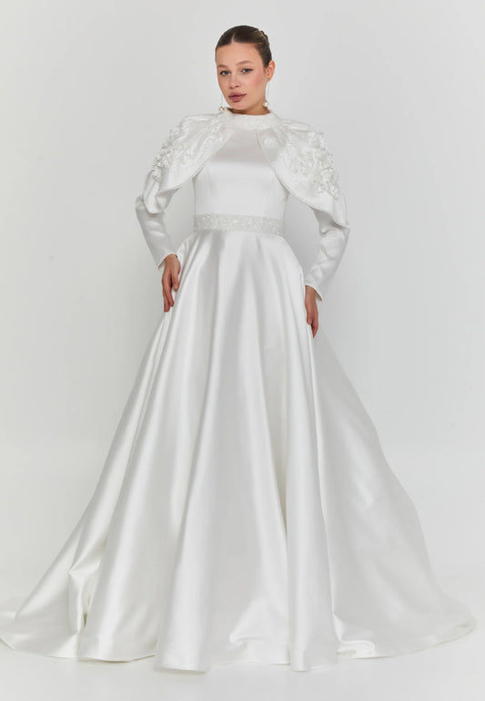 Long Sleeve Maxi Satin Regular Wedding Dress $410