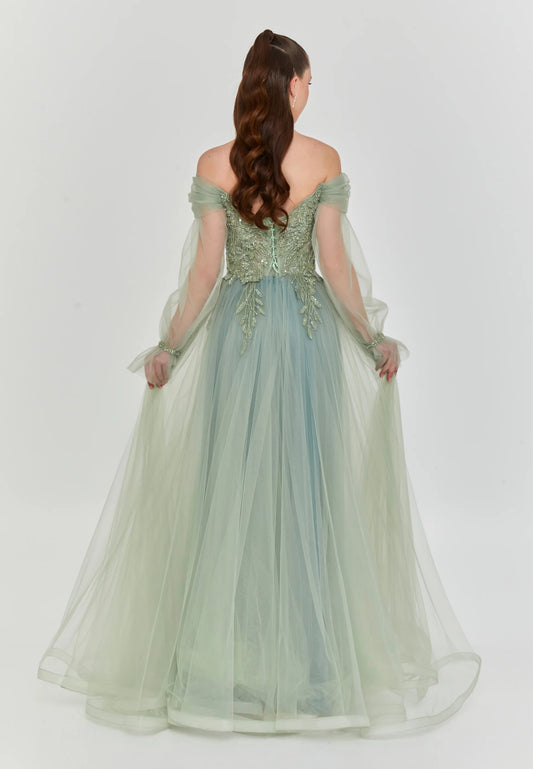 Off Shoulder Maxi Tulle Regular Engagement Dress Unit Price: $325