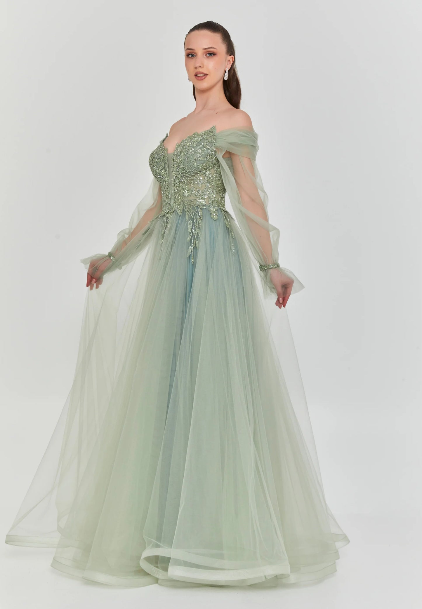 Off Shoulder Maxi Tulle Regular Engagement Dress Unit Price: $325
