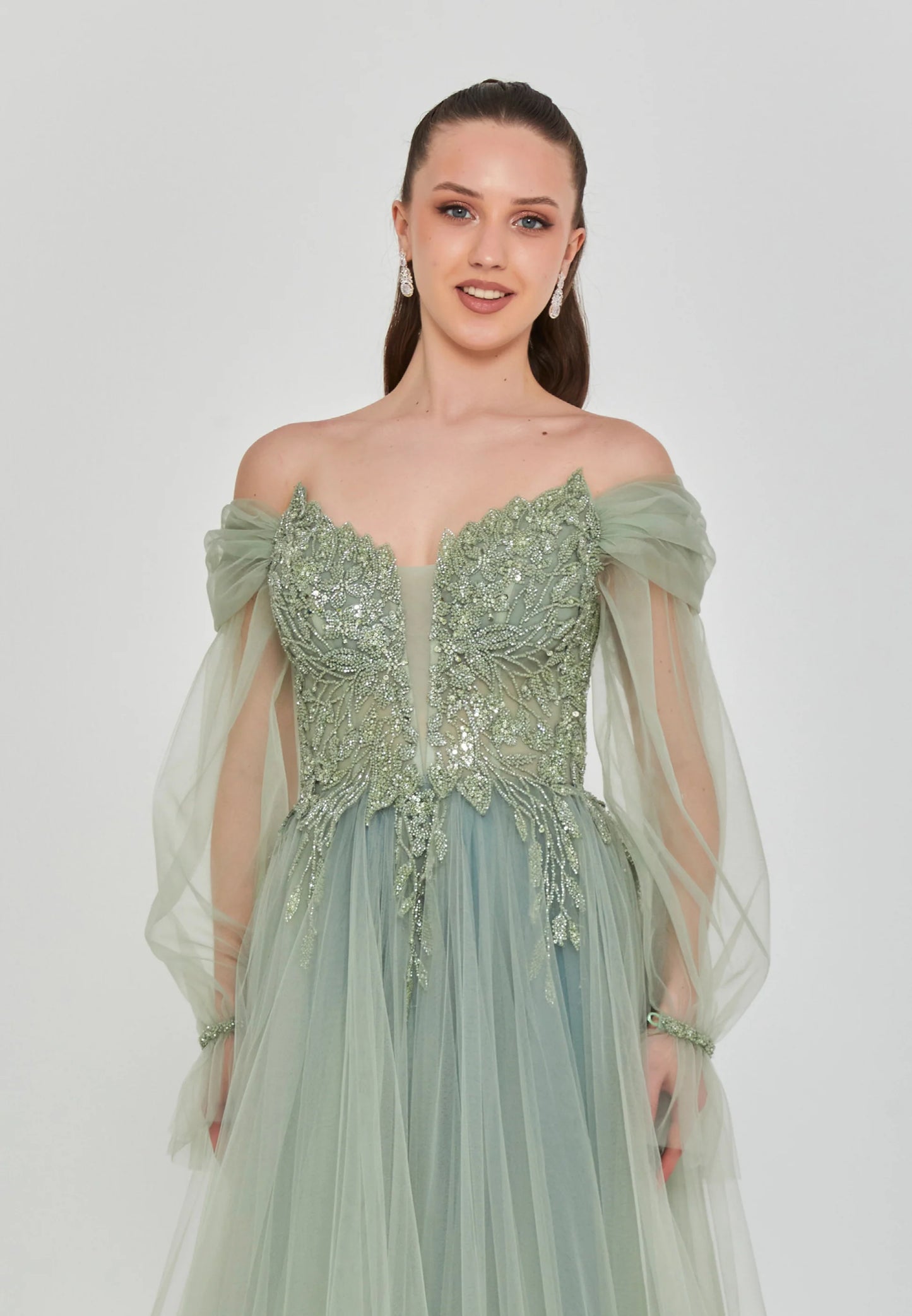 Off Shoulder Maxi Tulle Regular Engagement Dress Unit Price: $325