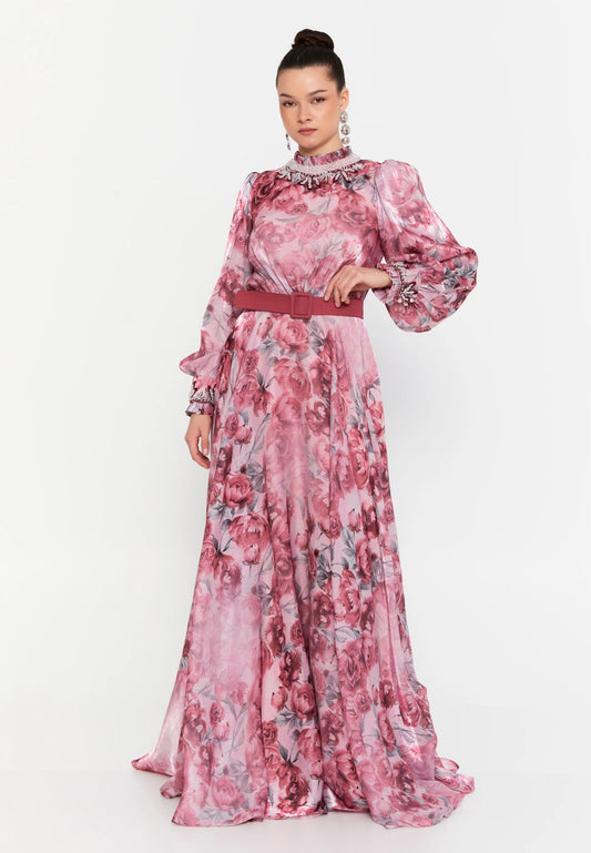 Long Sleeve Maxi Chiffon Column Regular Wedding Guest Dress Unit Price: $115