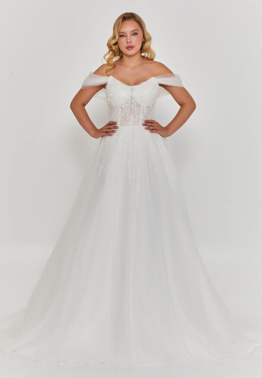 Off Shoulder Maxi Polyester Regular Wedding Dress Unit Price: $300