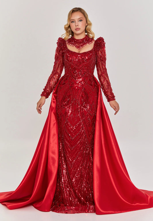 Long Sleeve Maxi Tulle Regular Engagement Dress Unit Price: $690