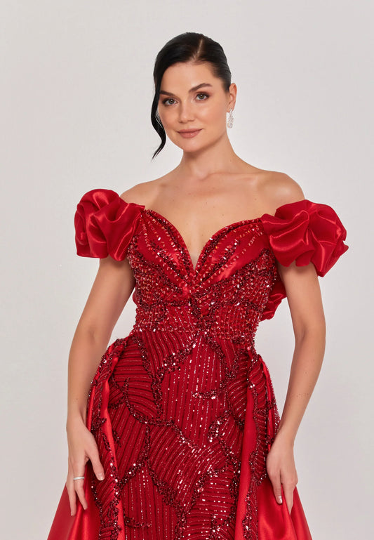 Off Shoulder Maxi Tulle Regular Engagement Dress Unit Price: $620