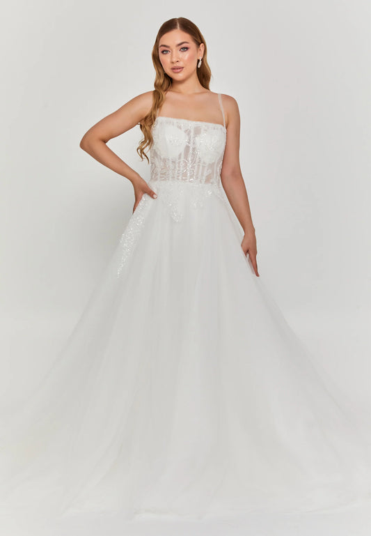Sleeveless Maxi Tulle Regular Wedding Dress Unit Price: $250