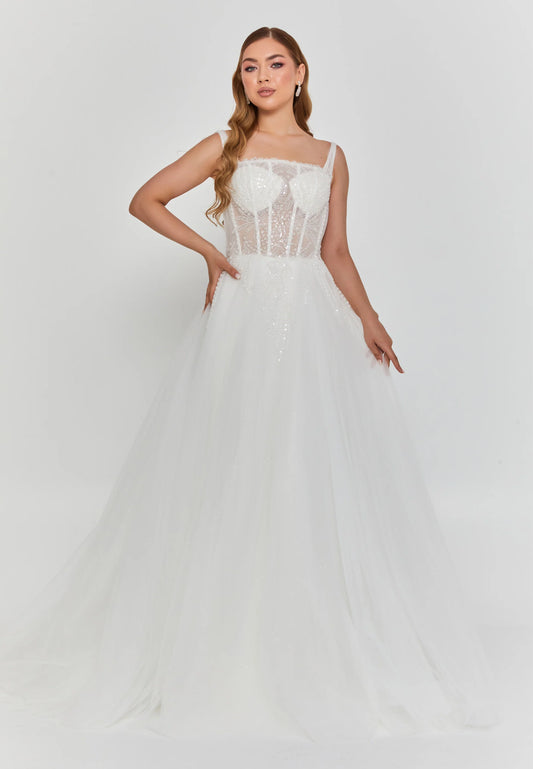 Sleeveless Maxi Tulle Regular Wedding Dress Unit Price: $275